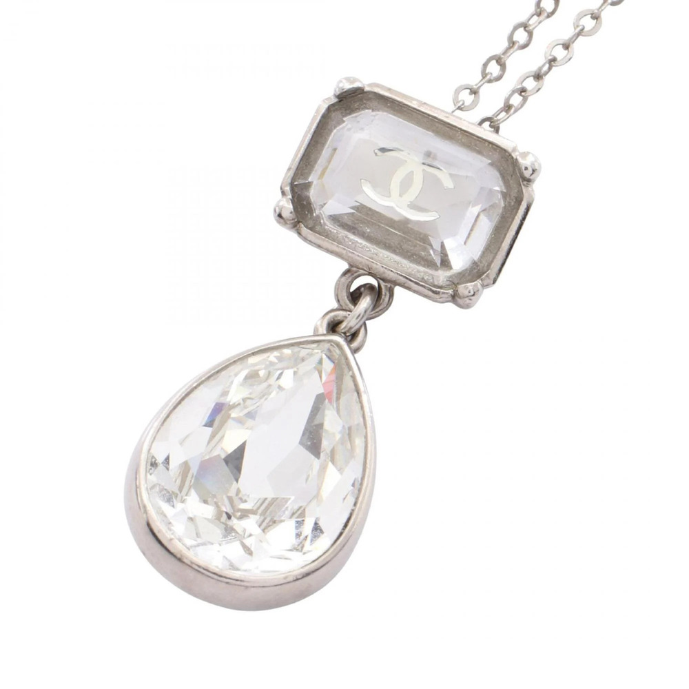 CHANEL Authentic White Logo Necklace